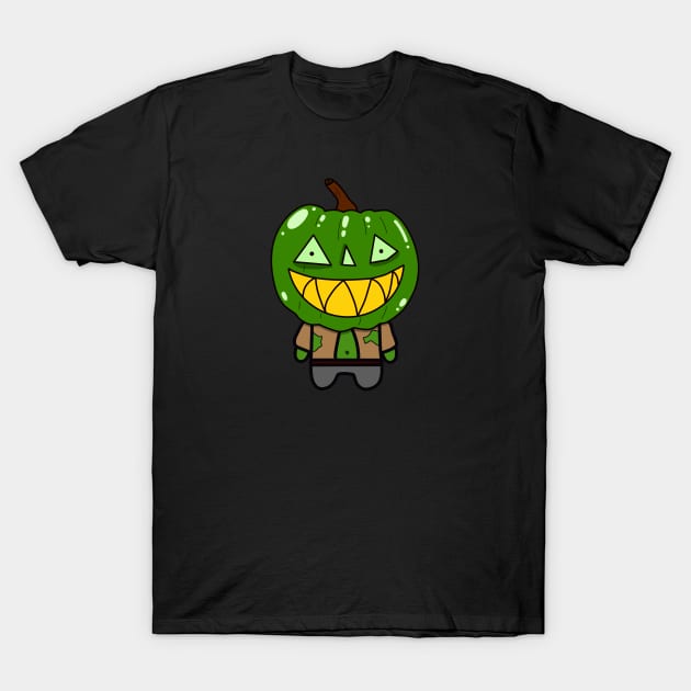 Green Zombie Pumpkin Man of Halloween T-Shirt by BoboSong